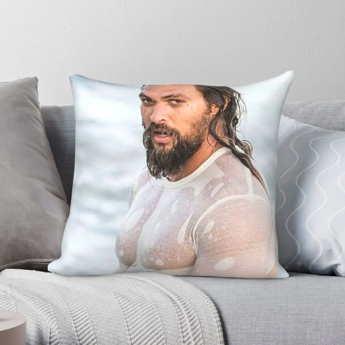 

Чехол для подушки Jason Momoa, полиэстеровый льняной бархатный чехол на молнии, декоративный чехол для автомобильной подушки