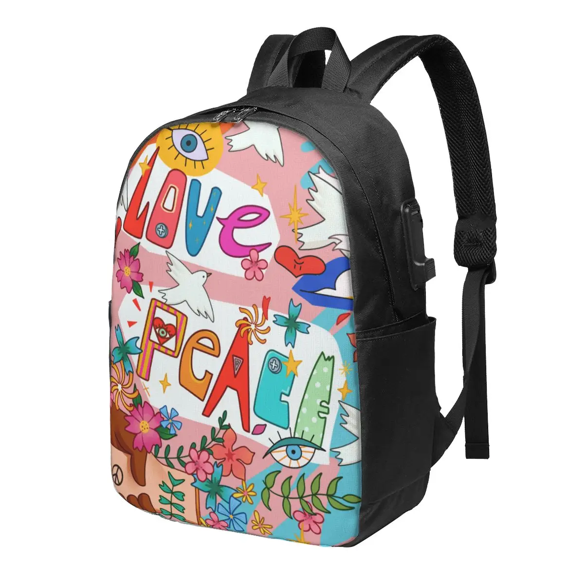 

Деловой рюкзак для мужчин, вместительная сумка с Usb-разъемом для ноутбука, с надписью Love Peace