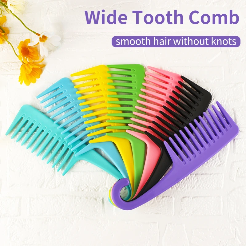 

Hairdressing Hair Comb Large Wide Tooth Combs With Hook Handle Detangling Reduce Hair Loss Comb Salon Dyeing Styling Brush Tools