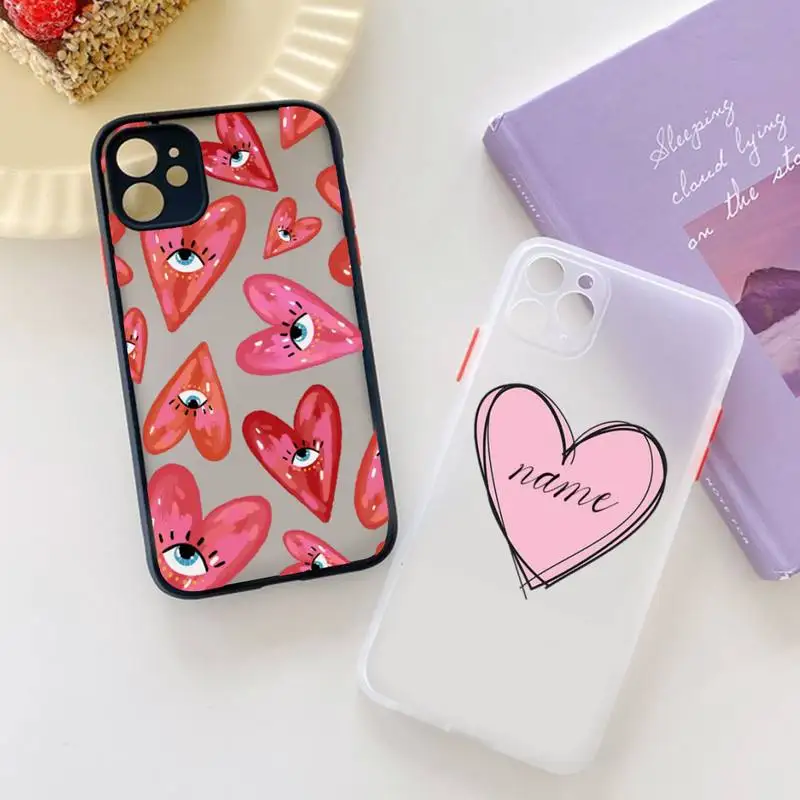 

MaiYaCa Love Heart Phone Case for iPhone X XR XS 7 8 Plus 11 12 13 pro MAX 13mini Translucent Matte Shockproof Case