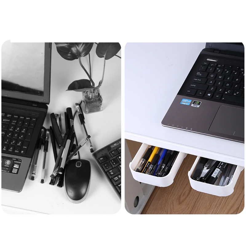 

Self Stick Pencil Tray Under Desk Drawer Storage Box Hidden Stationery Organizer Stand For Pens Office Home Storage Organizer
