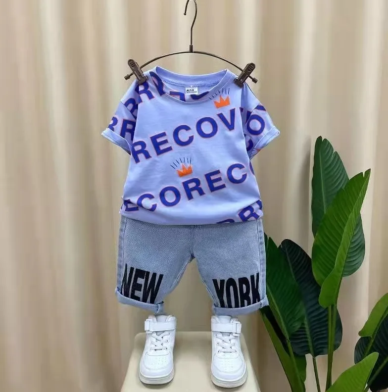 

Summer Casual Children's Clothing Set Print Short Sleeve France Fashion Baby Boy Clothing 2Pcs Suit Toddler Boy Clothes 2022