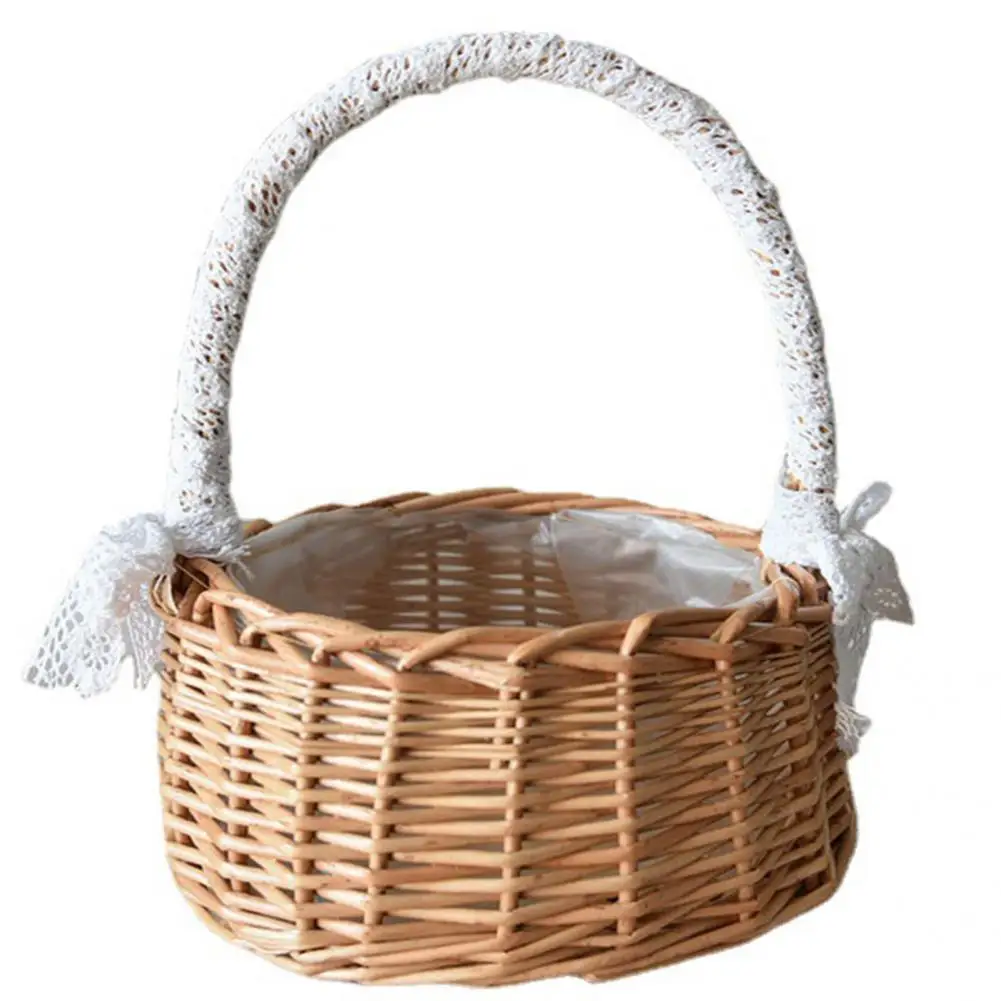 

Rattan Basket Wear-resistant Flower Basket Rattan Woven Lace Flower Basket