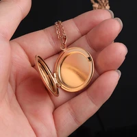new diy women necklace round mirror photo frame pendant polish stainless steel locket pendant necklace couple gift jewelry