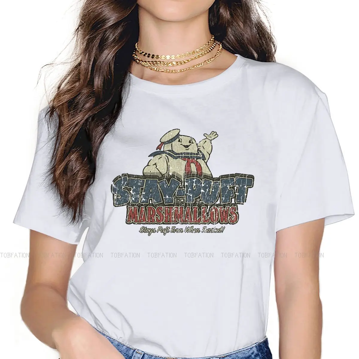 Футболка женская с зефирами Stay Puft 1984 винтажная |