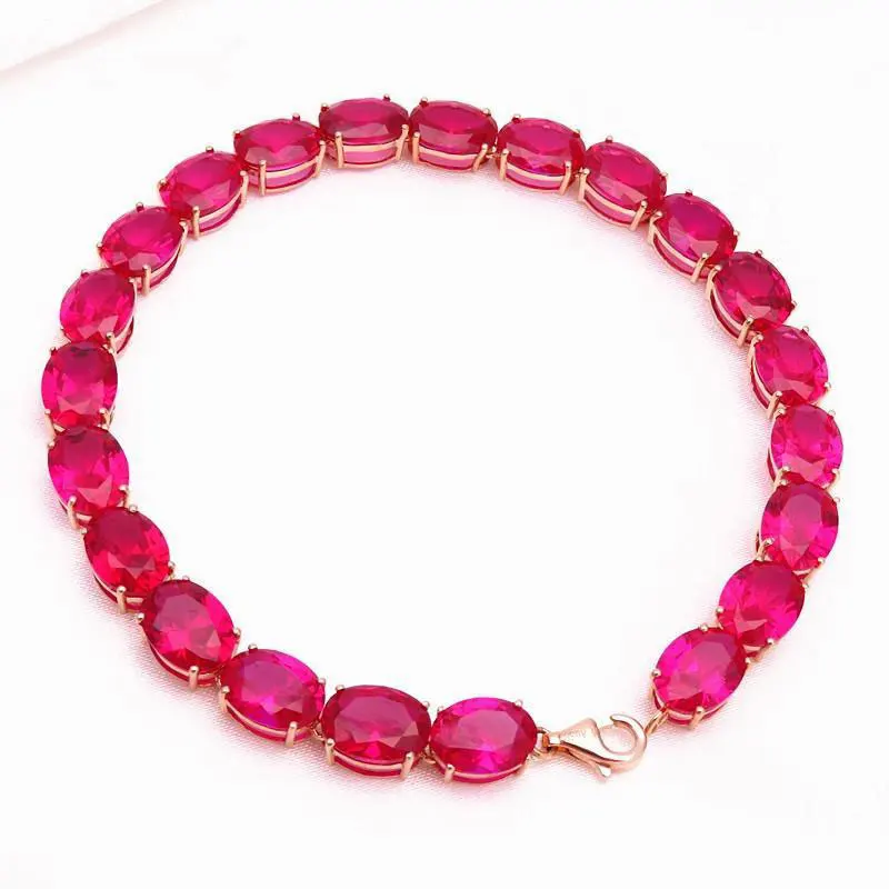 

Luxury ruby crystals bracelets for women585 purple gold fashion 14K rose gold engagement high jewelry for girlfriend gift