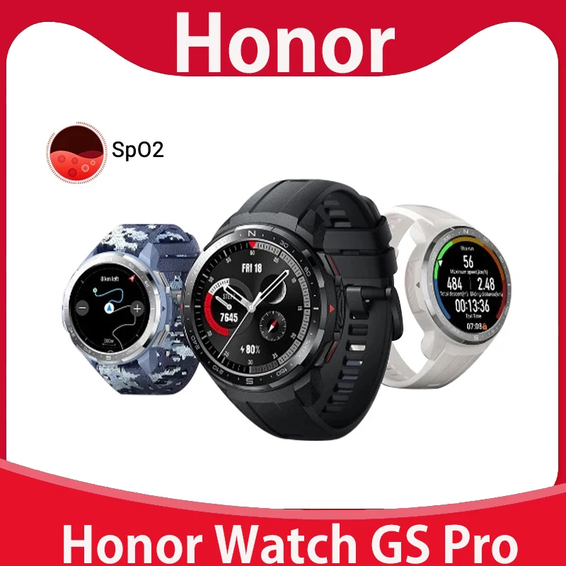

HONOR Watch GS PRO Blood Oxygen Spo2 Heart Rate Monitor 25 Days Standby GPS Smartwatches HD Bluetooth Call Smart Watches for Men