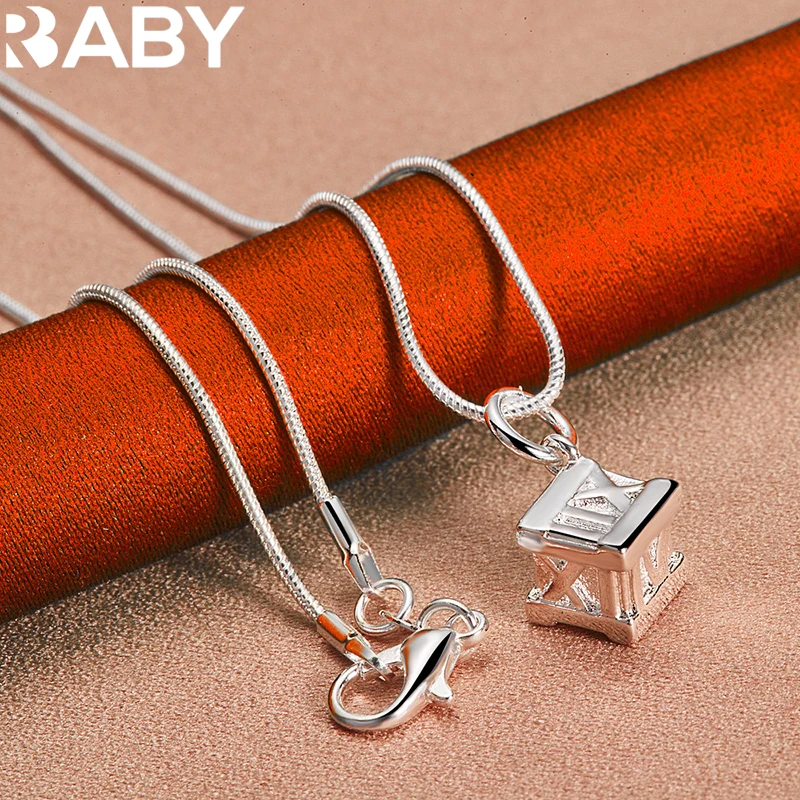 

Цепочка с кулоном для мужчин и женщин, ожерелье из серебра 925 пробы с квадратными римскими цифрами, 18-30 дюймов, популярные ювелирные украшения, трендовые аксессуары