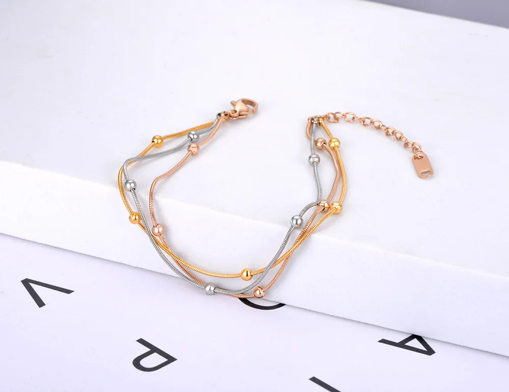 Женский браслет-цепочка Lokaer трехслойный браслет из титановой нержавеющей стали