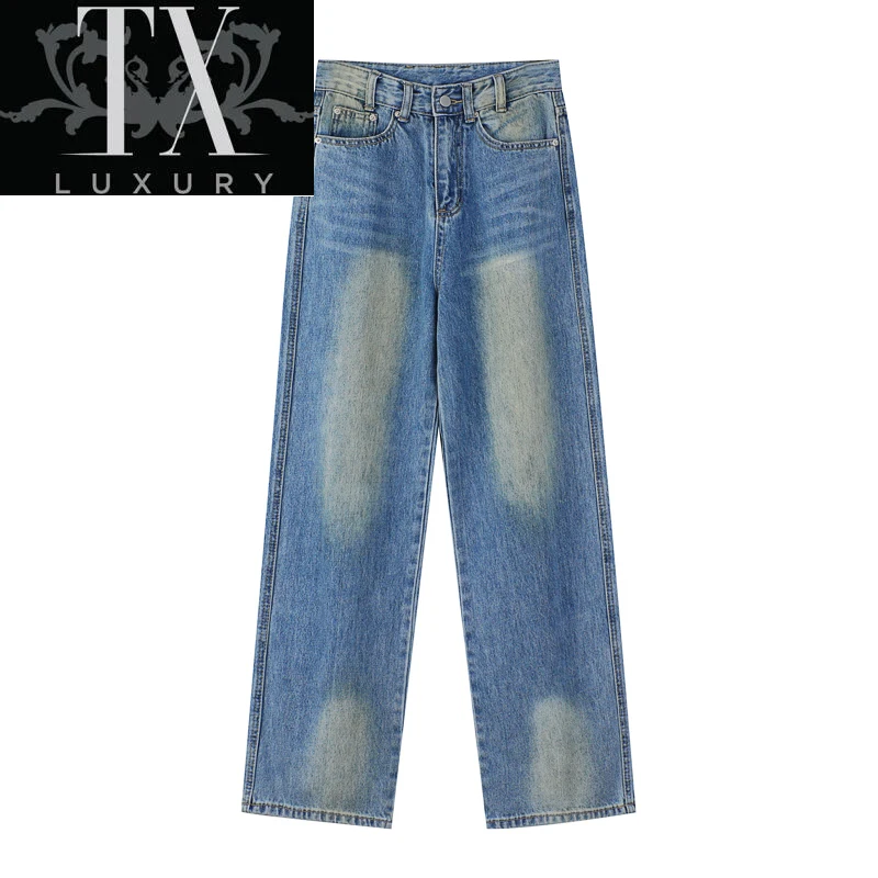 

Streetwear Vintage High Waist Women's Jeans Casual Baggy Loose Long Trouser Korean Fashion Y2k Wide Leg Denim Pants Autumn