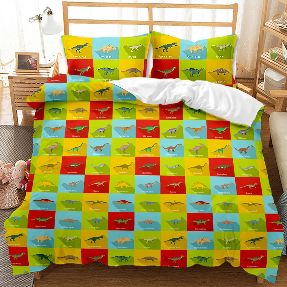 

Dinosaur Duvet Cover Set Tropical Cartoon Dinosaur Twin Bedding Set for Kids Teens Double Queen King Size Polyester Quilt Cover