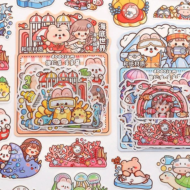 

40PCS/LOT Cute Anime Fashion Happy Wonderful World Paper Stickers Set 105*141mm DIY Scrapbooking Journaling Deco Gift