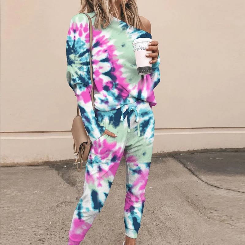 

Женский Повседневный костюм из двух предметов, футболка с длинным рукавом и открытыми плечами + узкие брюки-карандаш с завязкой и карманами,...