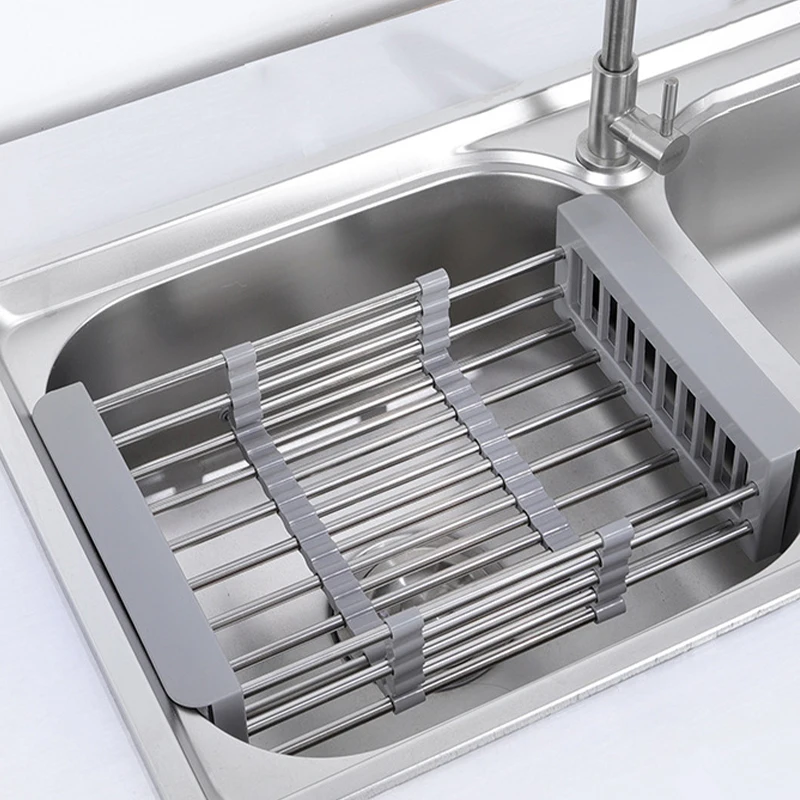 

Stainless Steel Tableware Drain Basket Adjustable Fruit Vegetable Washing Drainer For Kitchen Dish Drainer Convenient Safe
