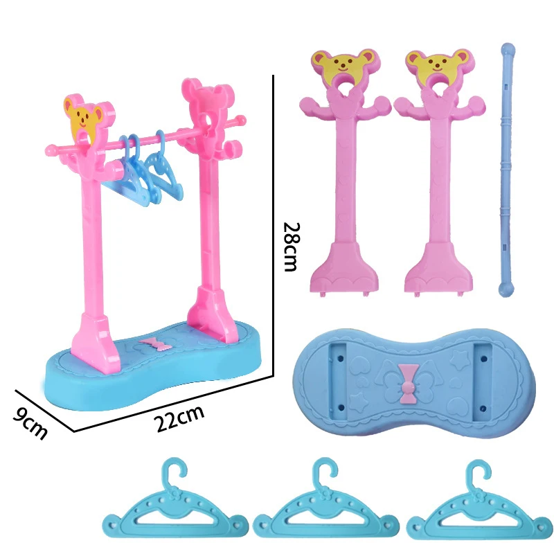 

1Set Doll toy accessories doll clothing mini plastic clothes drying pole simulation small clothes rack