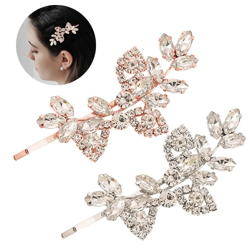 

Аксессуары для волос в Корейском стиле, 2 шт., блестящие свадебные головные уборы, женская заколка для волос с кристаллами, боковые зажимы для волос