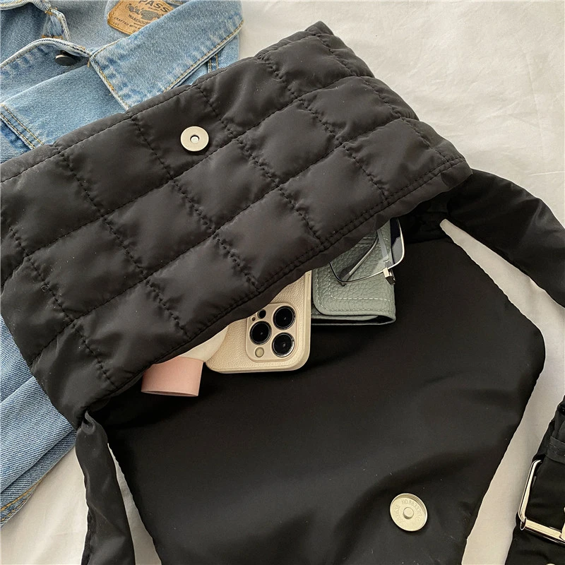 New Fashion Space Pad Cotton Women Shoulder Bags Winter Nylon Padded Quilted Shopper Bags Female Casual Crossbody Bags Handbags