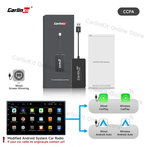 Carlinkit проводной/беспроводной CarPlay беспроводной Android автомобильный ключ зеркало для изменения экрана Android автомобильный Ariplay Smart Link IOS 14 15 - изображение