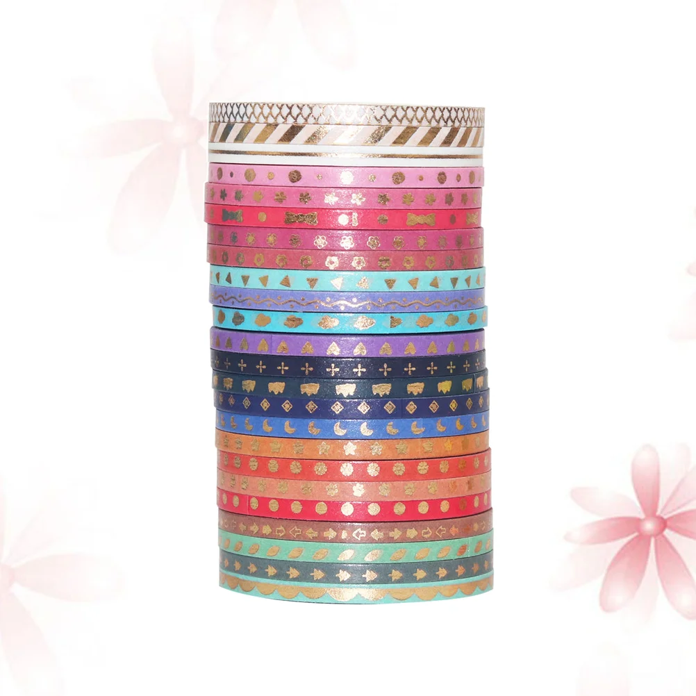 

24 Rolls Washi Tape Set Skinny Decorative Masking Washi Tapes 3MM Wide DIY Masking Tape