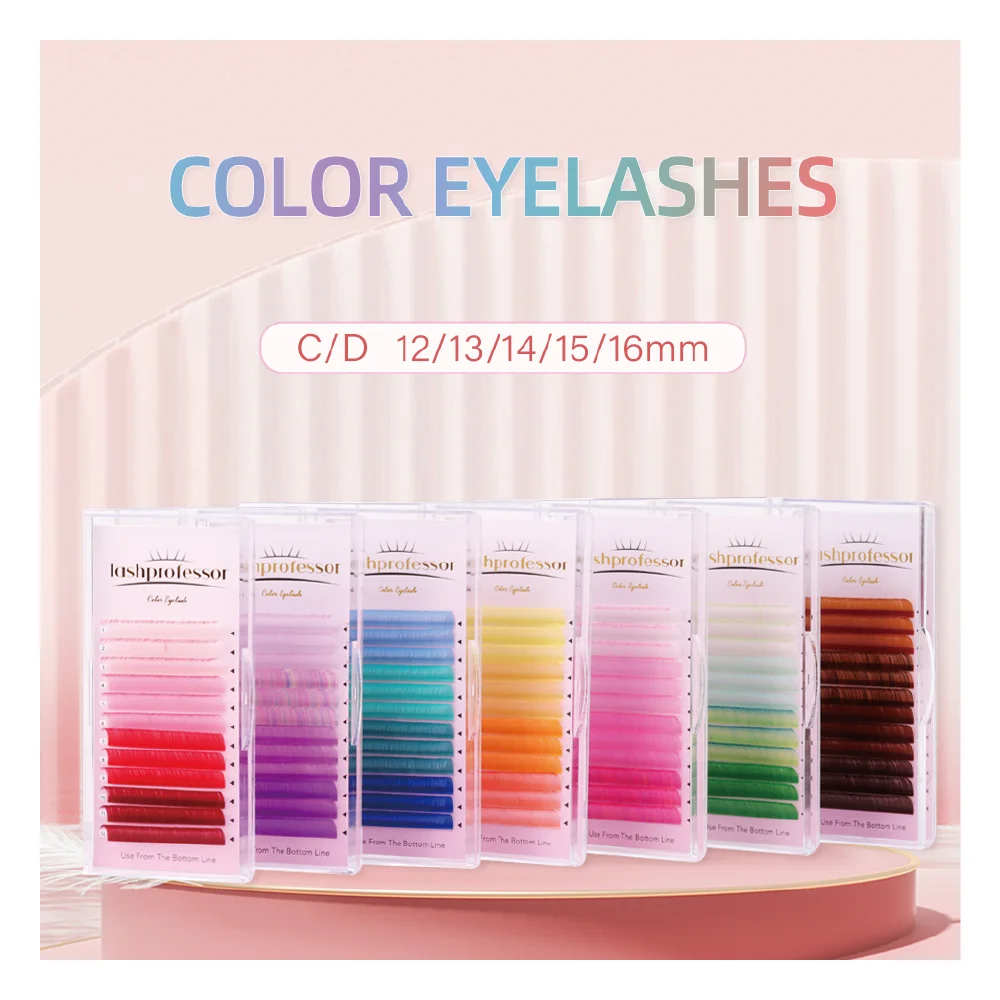 Eyelash Purple Blue Green Red White Pink Yellow Brown Flu Individual Eyelash Color False Mink Eyelash Extension