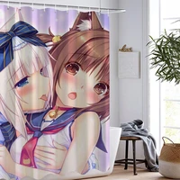 nekopara shower curtain set chocola vanilla 3d printed anime girls bath curtains waterproof fabric wall screen bathroom decor