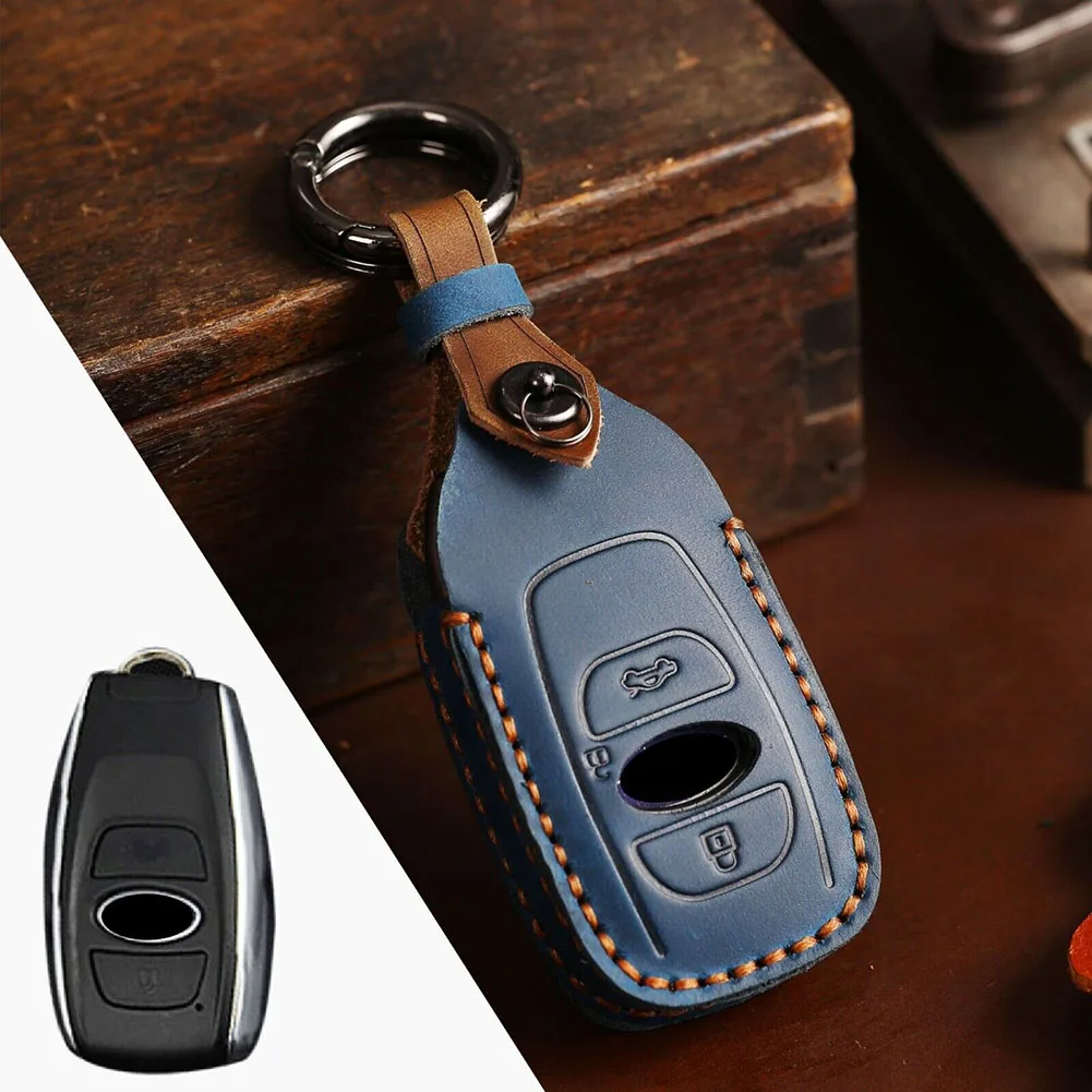 

Flip Key Case Car Key Cover Blue Car Accessory Decorations Full Cover Protection Shell Leather Car Key Case Anti-drop