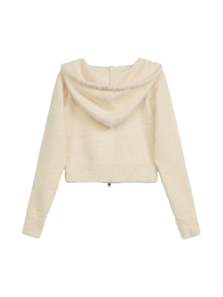 Американский винтажный свитшот на молнии женская трикотажная одежда вязаный