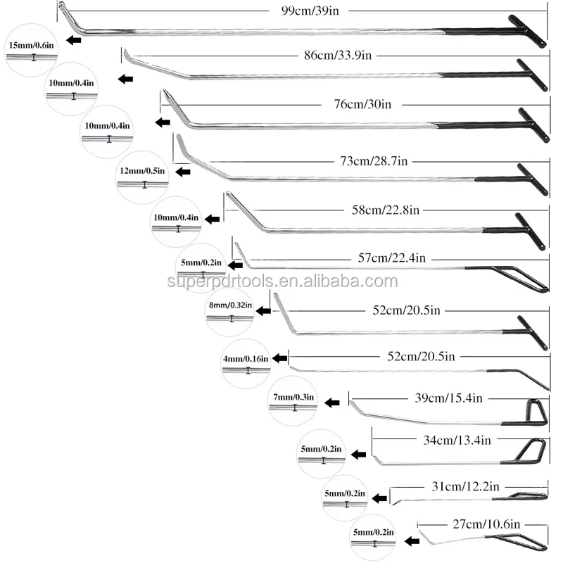 Super PDR Профессиональные стержни крючки набор инструментов для длинного лом