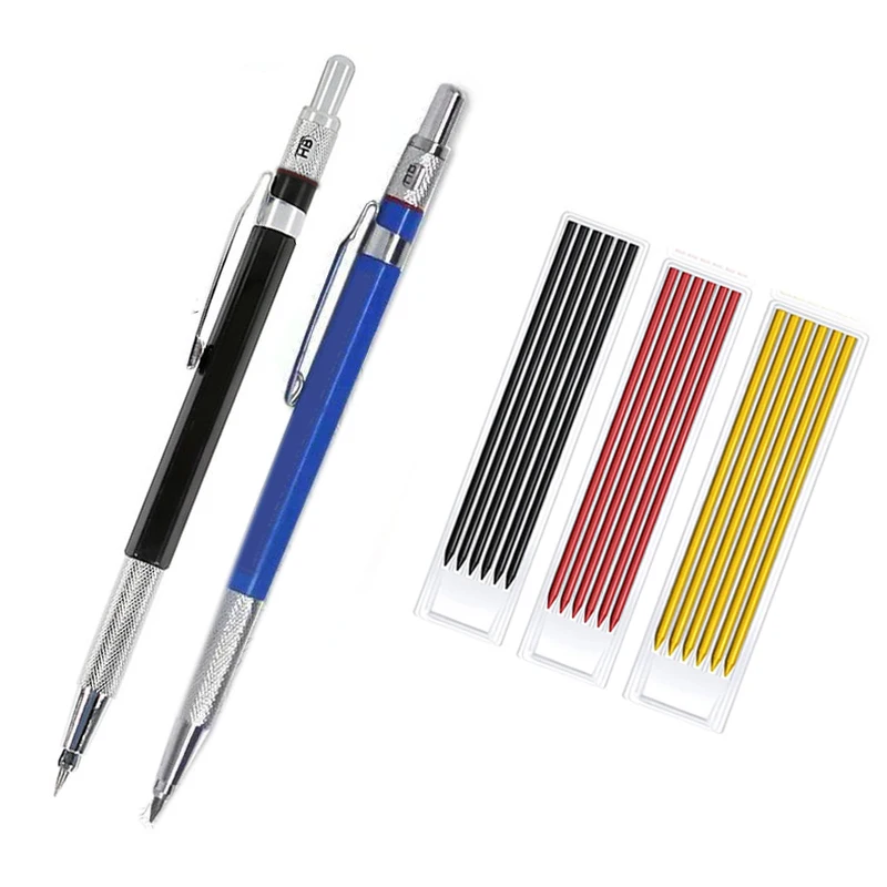 

Твердый плотничный карандаш со сменными наконечниками и встроенной точилкой, механический карандаш с глубоким отверстием, маркировочный и...