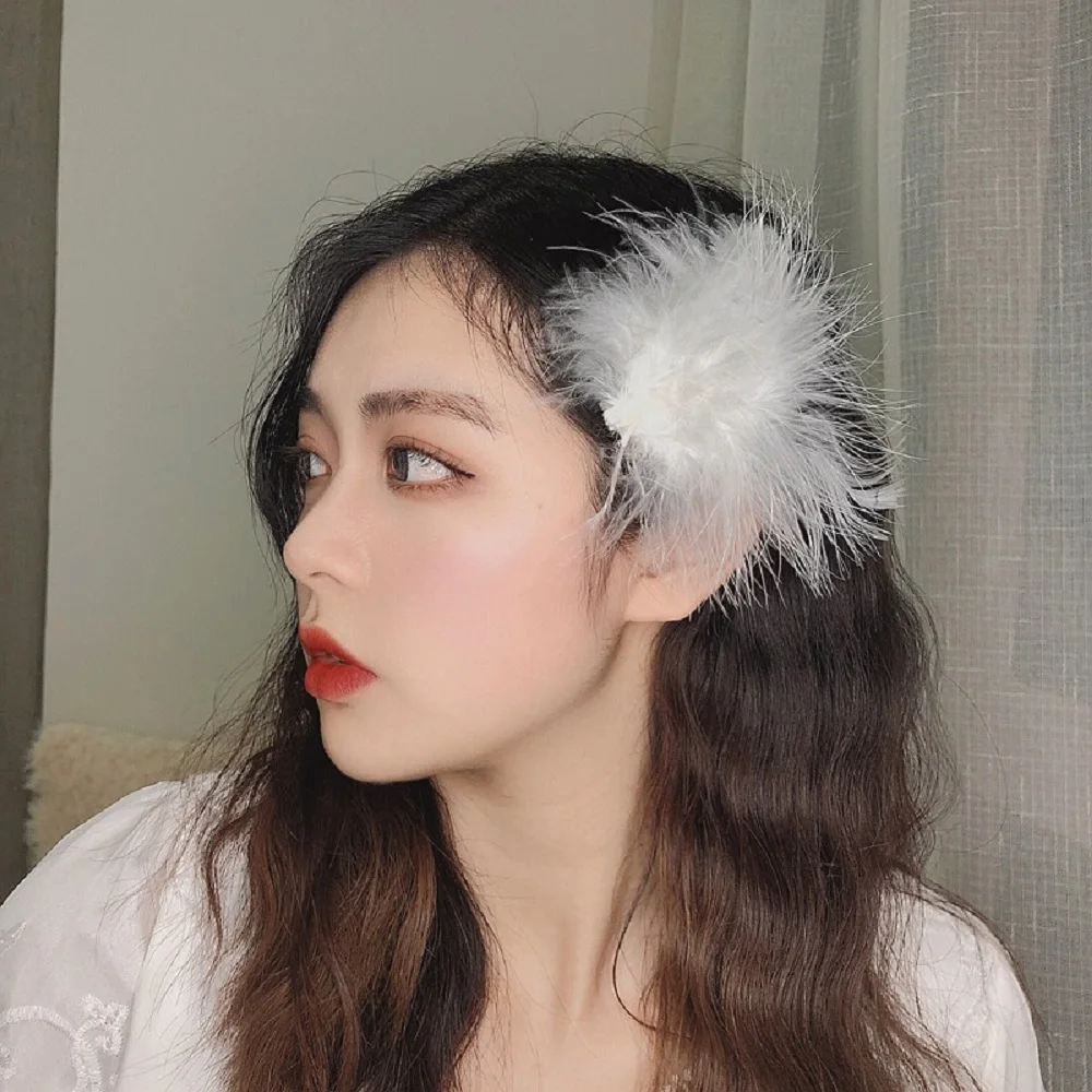 

Hair Accessories New Girls Big Pearl Cute Feather Hairpins Headwear Hair Clips