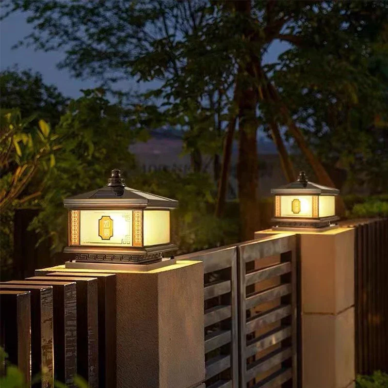 SEAN уличный солнечный светильник винтажный креативный китайский латунный на