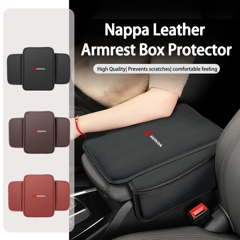 Nappa Leather Armrest Box Protector Interior Accessories For Honda Odyssey Insight Passport Vezel Pilot Stream Shuttle