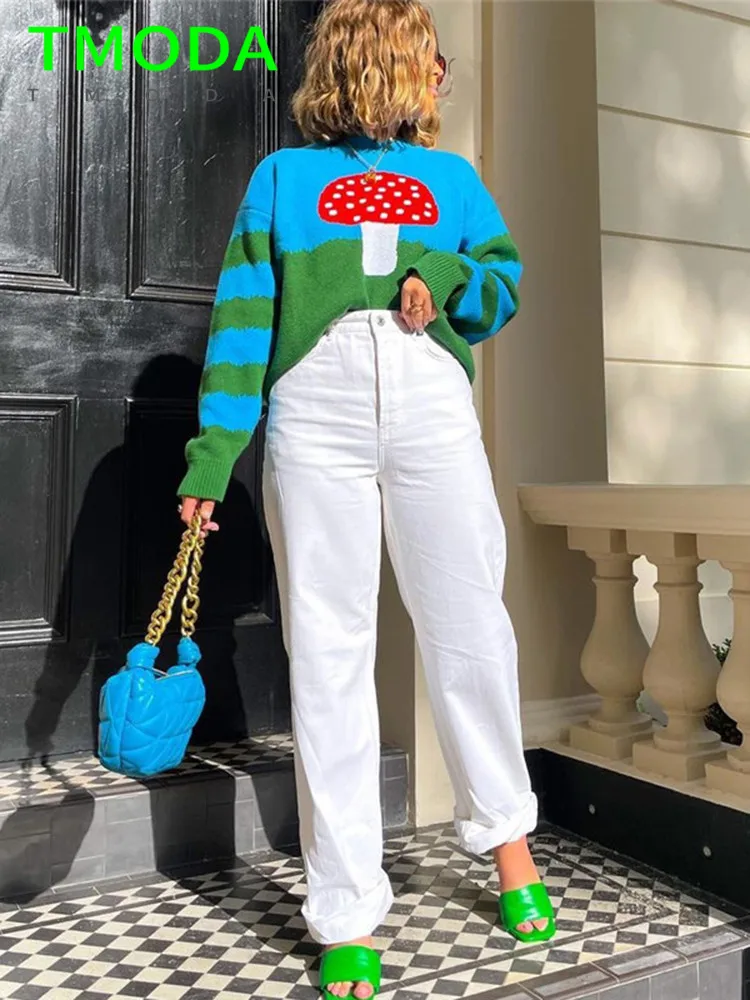 Женский свитер с длинным рукавом T MODA Za Вязаные Пуловеры свободного покроя