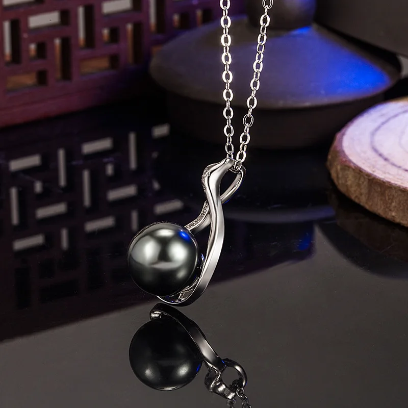 Ожерелье CIAXY Silver Color Black Pearl для женщин с подвеской лебедь на цепочке Choker Clavicle, ювелирные украшения в стиле корейской простоты, подарок.