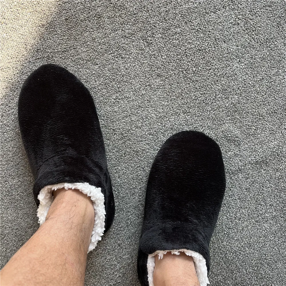 Mens Indoor Slippers House Home Winter warm Plus Size Non Slip Plush Soft Slippers Comfy Fluffy Floor Male Casual Shoes Flat