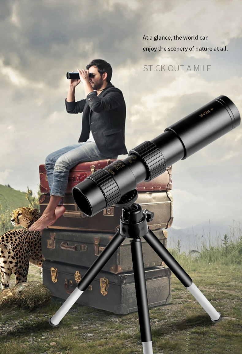 

10-300x40mm Super Telephoto Zoom Monocular Telescope Professional Metal Lll Night Vision Super Telescope For Hunting Camping