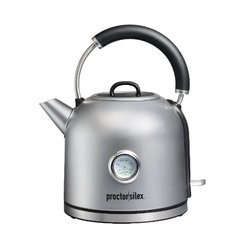 

Proctor Silex Electric Dome Kettle, 1.7 Liter Capacity, Temperature Gauge, Stainless Steel, 41035