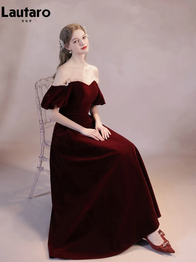 Lautaro Весна Осень Etra Длинные Оборки День Рождения Вечерние Бархатные Платья с