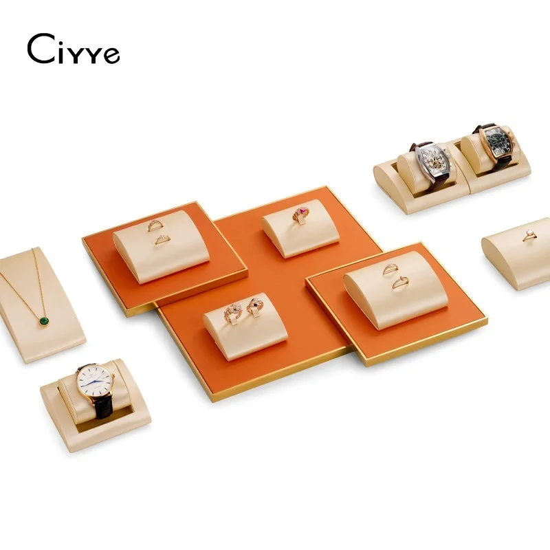

Ciyye Light Luxury Metal PU Leather Jewelry Display Props Jewelry Rack Ring Necklace Watch Ornaments Display Case