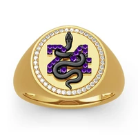 luxurious black mamba snake ring amethyst memorial ring 24 anniversary party jewelry