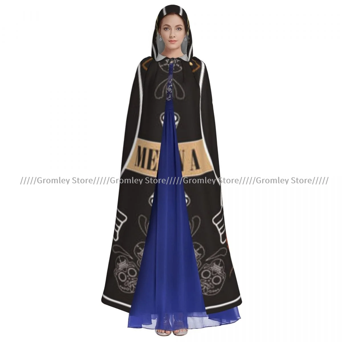 Унисекс накидка на Хэллоуин День мертвых с женским черепом и трубой капюшоном