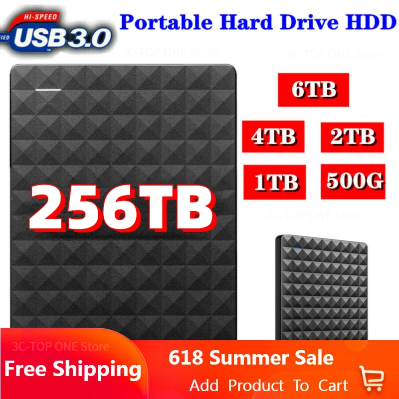 

Portable USB Hard Drive HDD Capacity 256TB 2TB Mobile External Hard Disk Office Computer Accessoires Expansion Capacity