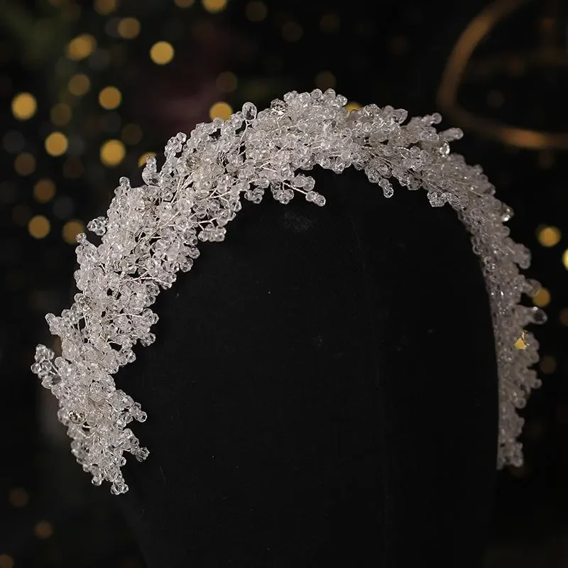 

Headpieces Vintage Silver Full Crystal Headband Hair Band Bridal Shinny Rhinestone Headpiece Tiara Wedding Accessories Jewelry