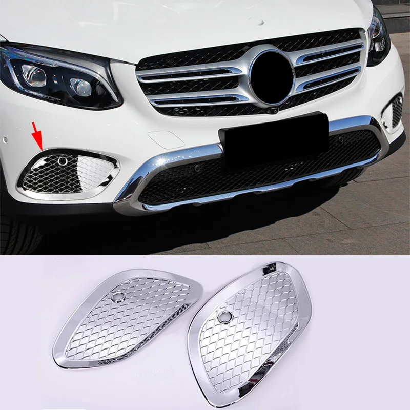 

For Mercedes-Benz GLC Class X253 2016-2019 2x Chrome Front Fog Light Lamp Frame Cover Trim