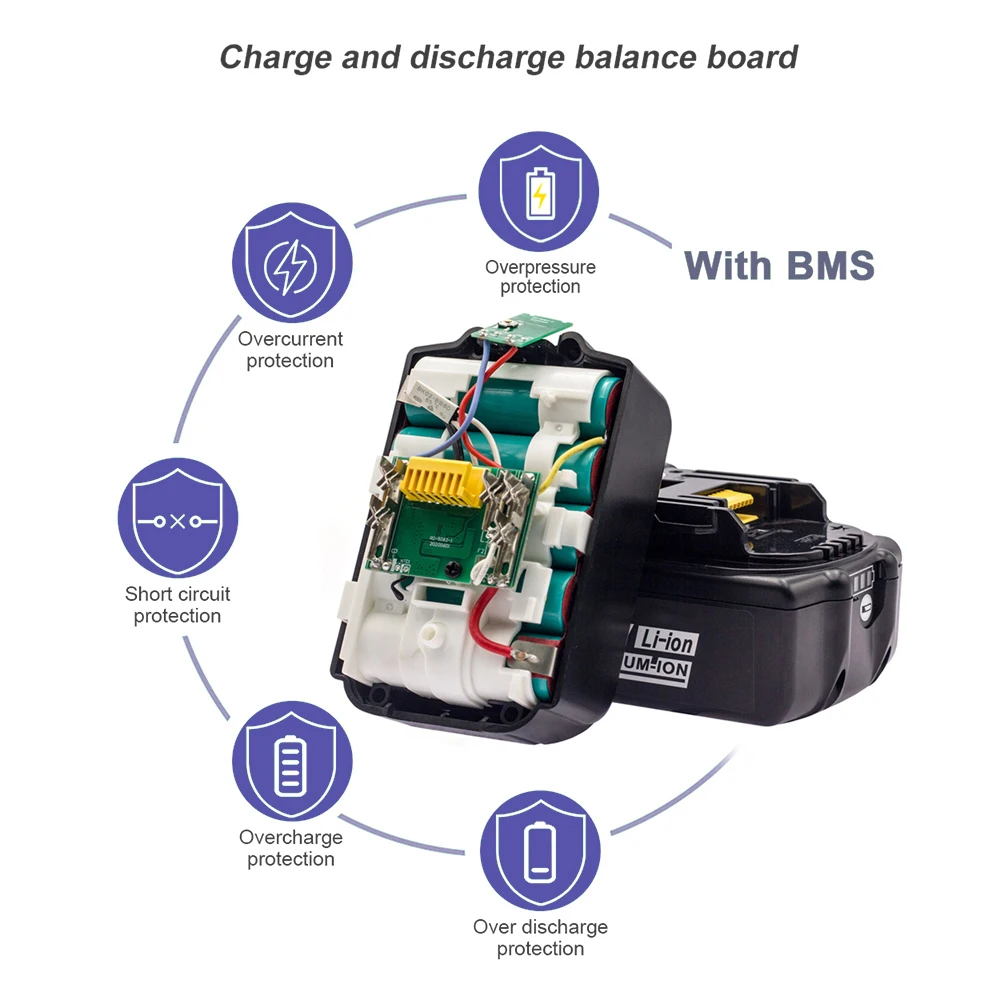 Latest Upgraded Battery BL1860 for Makita 18V Battery 6.0ah Rechargeable Replacement BL1840 BL1850 Li-Ion for makita 18v Battery