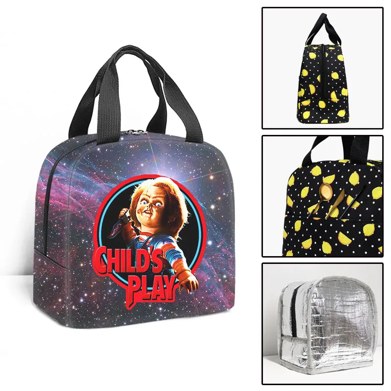 Fashion Print Child's Play Boy Girl Insulated Lunch Bag Thermal Cooler Tote Food Picnic Bags Portable Student School Lunch Bags