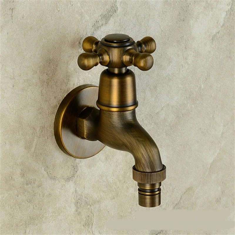 

Antique Bronze Washing Machine Crane Decorative Outdoor Faucet Vintage Garden Bibcock Tap Wall Mounted Mop Faucet Bathroom Brass