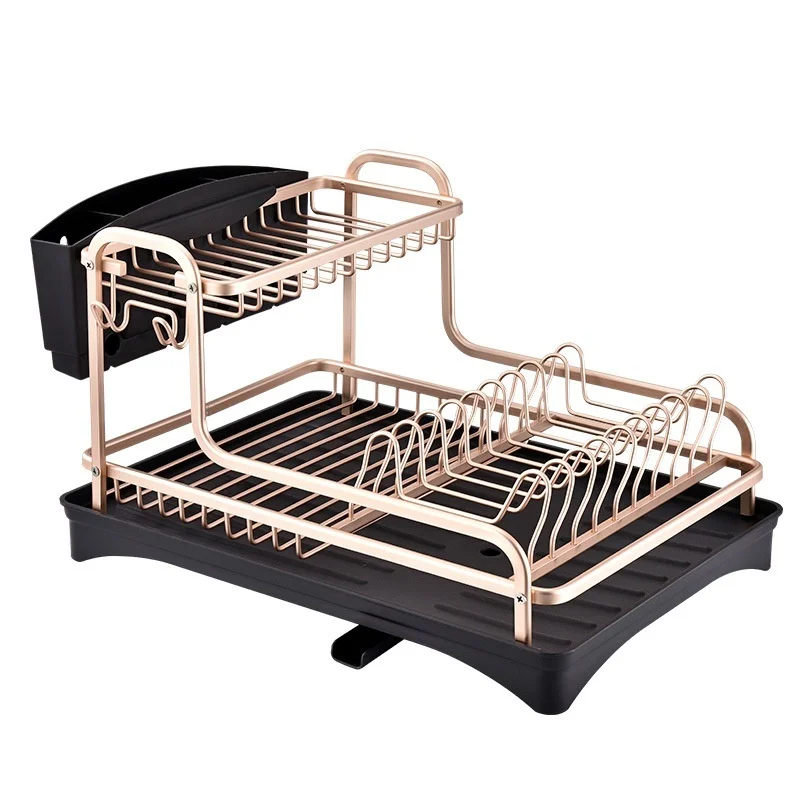

Aluminium Alloy Dish Drain Rack Kitchen Storage Holder Drainer Bowl Tableware Plate Drying Rack Home Shelf Dinnerware Organizer