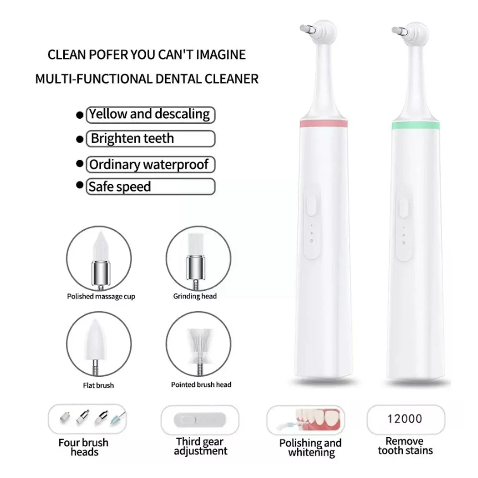 

Electric Teeth Polisher Dental Tartar Remover Plaque Cleaning Tool Tooth Calculus 2022 Removal Multifunctional Stains White U0X8