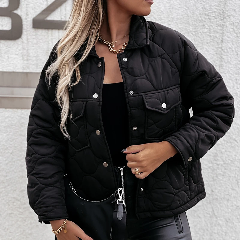 

Стеганая зимняя куртка для женщин 2022 пуговицы с капюшоном однотонные пуховики женские очень теплые карманы толстые стеганые парки с длинны...